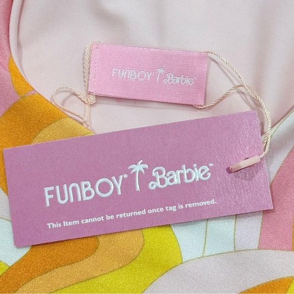 Funboy X Barbie Dream Swim Raquel One Piece Swimsuit Floral Pink Orange XL Wavy - Picture 8 of 11